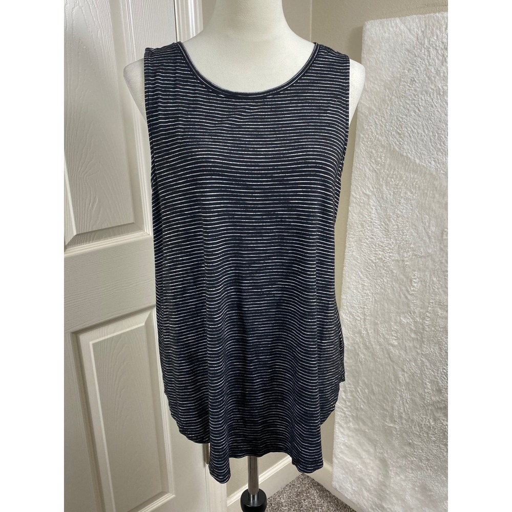 Old Navy Luxe Tank Top Striped Sleeveless Casual Everyday Comfy‎ Black L
